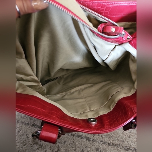 DKNY Jacquard Signature Logo Tote With Red Faux Croc Detail - Picture 10 of 12